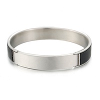 Yiwu Aceon Velle acier inoxydable noir cuir insérer plat charnière bande plus récent plaine Center ID barre plaques signalétiques bracelet en cuir