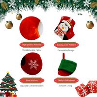 Bas de Noël en feutre rouge ODM de haute qualité avec flocon de neige géant Santa bonhomme de neige motif pingouin décoration de broderie