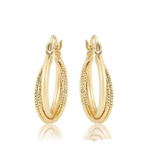 99338 Xuping 2019 תכשיטים סיטונאי מחיר 14K זהב ציפוי נחושת סביבתית עגילים לנשים