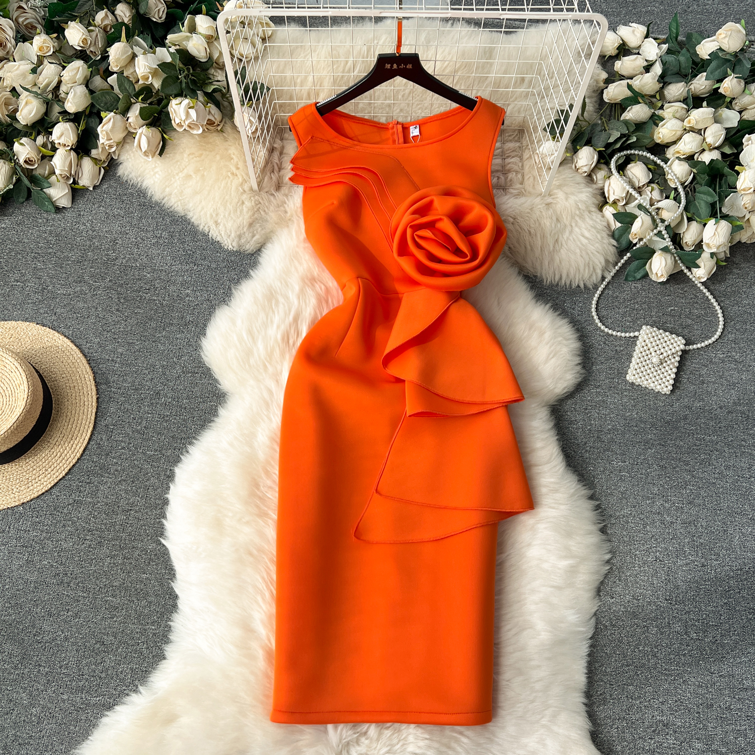 Roman Casual Midi Dress For Women Empire 3D Lace Vestidos| Alibaba.com