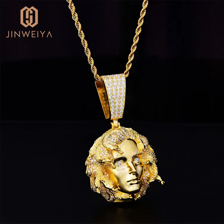 JWY Jewelry New arrival gold inlay men pendants excellent quality gold plated face Jesus piece pendant