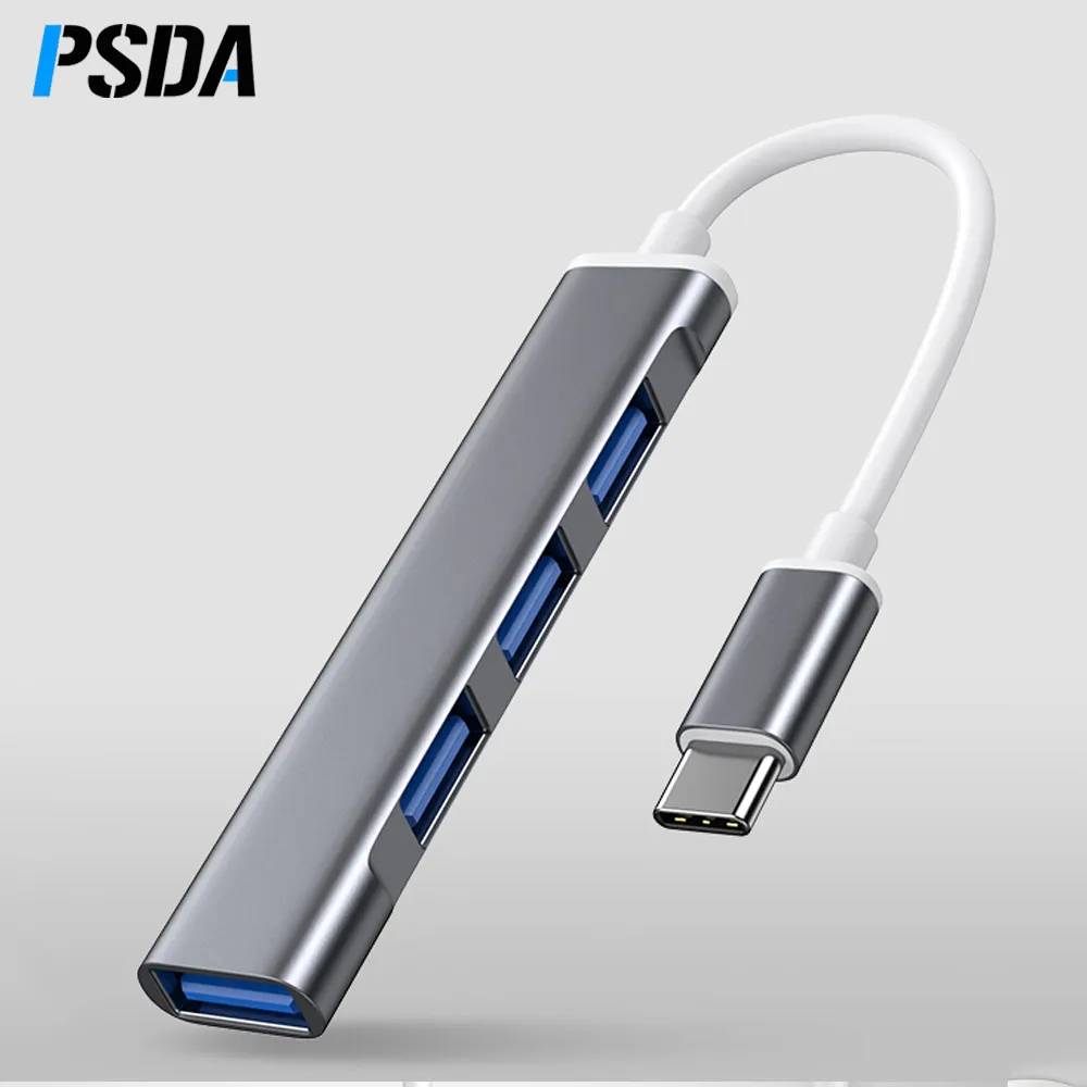 PSDA 4-In-1 USB C 허브 미니 사이즈 USB 포트 타입-C 허브 모바일 PD USB 3.0 OTG 어댑터