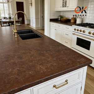 หินควอตซ์ทนความร้อนขนาด 3200 มม.*1600 มม. หินควอตซ์เทียมสีน้ำตาลแดงประกาย - Product Image 3