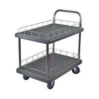 Chariot de courses à plateforme double à quatre roues, grande capacité de charge 500 kg, en plastique OEM 64*106 cm, pour usages multiples