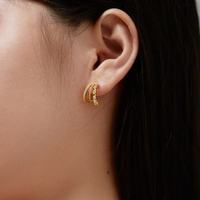 Boucles d'oreilles clous géométriques tendance en argent sterling 925 plaqué or 18 carats avec zircon pour femme – Vente en gros
