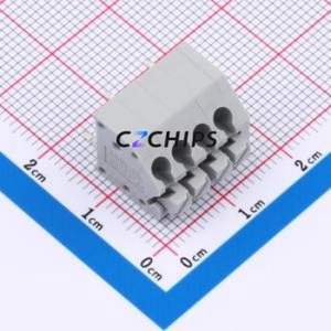 MX250-3.5-04P-B-GY01-Cu-A Spring Terminal Block P=3.5mm Connector ( Construction: 1x4P )( Pitch: 3.5mm )( Color: Gray ) - Product Image 1