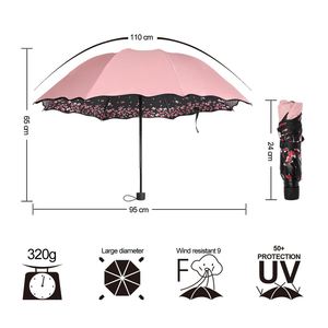 Cherry Blossom Floral Print Parasol Romantic Foldable Sunshade Rainproof Portable <b>Umbrella</b> for Ladies Girls Gifts Travel <b>Outdoor</b> - Product Image 3