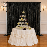 ANNIELU Rideau de fond en velours noir à sequins, très populaire, pour la décoration de scène de mariage, de fête et de photomaton