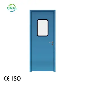 Customized Galvanized Steel Double Leaf Clean Room Door With Visual Window Automatic Swing Open For Hospitals And Schools