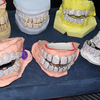 Grillz dentaire Hip Hop tendance en argent 925 plaqué or rose, personnalisé, entièrement serti de Moissanite VVS