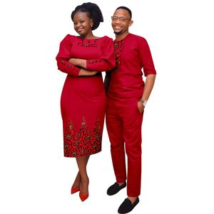 Robes Dashiki en coton avec appliques africaines pour femmes et hommes, tenues assorties pour couples, grandes tailles, écologiques, pour l'été, le printemps et les mariages - Product Image 6