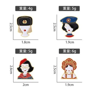 Broches émaillées Matryoshka russes, style rétro ethnique, personnages de dessins animés, badges tendance pour chapeaux et revers pour femmes, bijoux cadeaux, vente en gros - Product Image 6