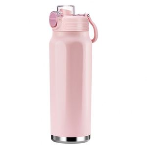 Gobelet isotherme double paroi en acier inoxydable 316, grande capacité, avec corps octogonal antidérapant et double paille intégrée - Product Image 6