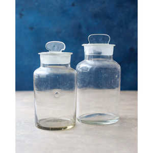 Mirellas - Juego de Frascos de Vidrio para Boticario con Tapa de Rosca de Plástico Negro, Capacidad de 500 ml, Base de Bambú, para Pastillas, Velas, Etiquetas, Manipulación de Superficies - Product Image 1