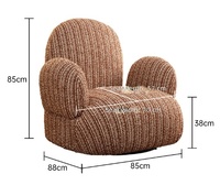 Fauteuil pivotant vintage français Cactus, fauteuil de loisirs de luxe en chenille avec un design doux et durable pour appartement et salon