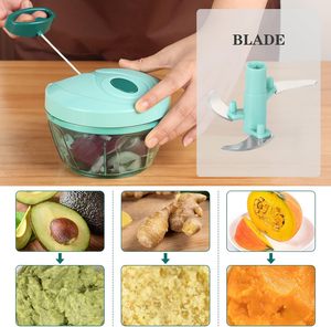 Accessoires de cuisine : Mini râpe, trancheuse, hachoir à légumes, coupe-fruits manuel, broyeur d'oignon et d'ail, multifonction en plastique - Product Image 4