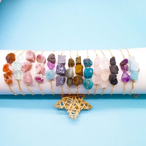 Heilender Edelstein Amazonit Energie Armband spirituelle Amethyst Mineral Stein Gold Gleit kette verstellbares Armband für Mädchen Geschenk - Product Image 1