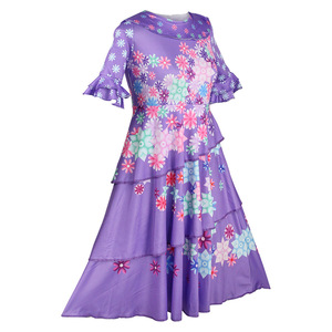 Robe de cosplay Isabella, imprimé floral violet, jupe à volants, costume pour enfants et adultes, tenue de festival pour jeux de rôle - Product Image 3