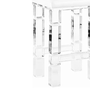 <strong>White</strong> Leather Seat Acrylic Furniture <strong>Vanity</strong> <strong>Stool</strong> - Product Image 4