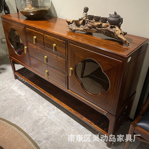 New Chinese Style Ebony Wood <b>Sideboard</b> Solid Wood <b>Storage</b> Cabinet Tea Cabinet For Dining Room Partition - Product Image 4
