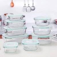 Boîte à lunch en verre transparent résistant à la chaleur de haute qualité pour four à micro-ondes avec bouteilles et bocaux de stockage à couvercle scellé