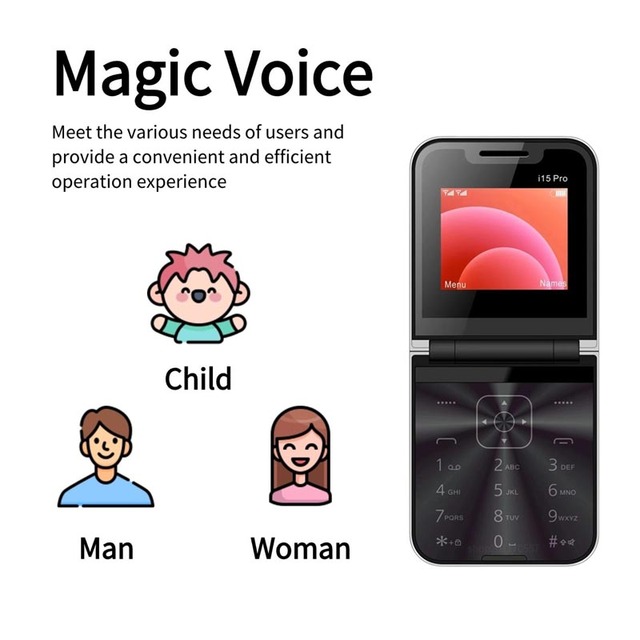 Unlocked Flip Lady Senior Mobile Phone I15 Dual Sim Clamshell Slim Size Speed Dial Torch Magic Voice Blacklist Push Button Phone