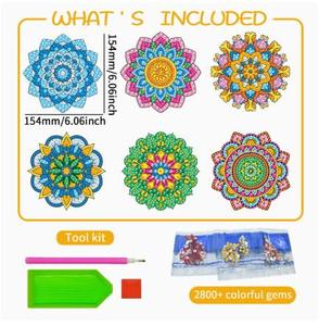 Autocollant de fenêtre créatif en forme de diamant, série Mandala, film statique en acrylique, peint à la main, DIY, autocollant pour enfants, jouet artisanal, cadre pour filles - Product Image 2