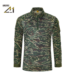 Aonesport Men's Camo Half Zip <b>Shirt</b> Long Sleeve Knitted Quick Dry Breathable Tactical Outdoor Hiking <b>100</b>% <b>Polyester</b> - Product Image 1