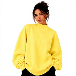 Felpa <span class=keywords><strong>Oversize</strong></span> da <span class=keywords><strong>Donna</strong></span> Nuova Collezione Autunno/Inverno in Pile Ecologico con Collo Alto, Casual, in Poliestere/Cotone - Vendita Calda - Product Image 1