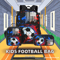 Sac à dos scolaire et sac à déjeuner en polyester Oxford de haute qualité avec logo personnalisé OEM pour enfants de 6 à 12 ans, garçons et filles, motif géométrique respirant