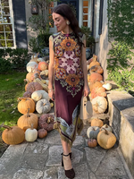 Robe de soirée élégante imprimée pour femme, sans manches, à franges, coupe ajustée, asymétrique, collection Printemps-Été 2026