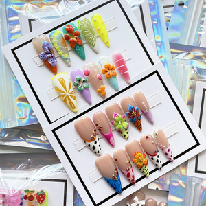 Ongles 3D de luxe faits main, design personnalisé, vernis <span class=keywords><strong>gel</strong></span>, stiletto, acrylique, ongles à presser, manucure glamour en <span class=keywords><strong>gel</strong></span> UV sculpté - Product Image 5