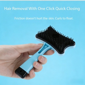 Pawmino <b>Pet</b> Hair Removal Comb Self Cleaning Plastic Cat Dog Grooming <b>Brush</b> Blue Yellow Pink Orange - Product Image 4