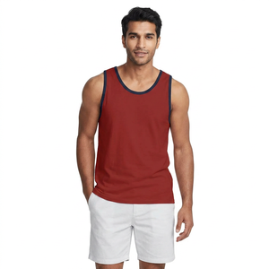 Camiseta sin Mangas con Cuello en V para Hombre de Alta Calidad, Tejido de Poliéster/Algodón, Transpirable, Informal, MOQ Bajo para Fitness, Venta en Línea, Última Llegada - Product Image 1