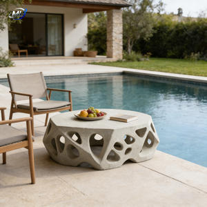 Mesa de Centro Moderna y Duradera de GRC Gris Irregular, Diseño Creativo para Sala de Estar, Muebles para el Hogar - Product Image 4