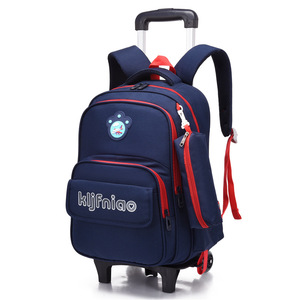 Student Children Cartoon Pull Rod <b>Backpack</b> Girl with <b>Wheel</b> Pull Rod <b>Wheel</b> School Bag Boy Trolley <b>Backpack</b> - Product Image 4