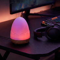 Veilleuse rechargeable en forme d'œuf, lampe de table portable RGB avec base en bois, lumière d'ambiance LED à commande tactile pour bureau