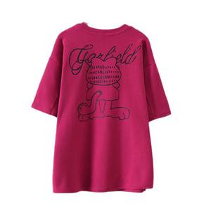 סגנון קוריאני חמוד סתיו חורף מוברש שרוולים קצרים לנשים הדפס קריקטורה מעובה במידות גדולות רופף חולצת טריקו להרזיה - Product Image 5