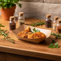 Boîte à emporter pour aliments, idéale pour poulet frit, snacks, riz, chips, plats, plateau en papier – pour sushis, avec finition mate