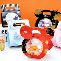 Boîtes d'emballage en plastique pour gâteaux jetables en PET, forme de boule, pour mousse, avec poignée portable en carton