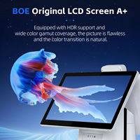 Terminal de point de vente professionnel tout-en-un Leiling à double écran tactile 15,6 pouces Full HD avec caméra intégrée, scanner, Intel I5