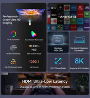 Mini-projecteur intelligent ROJIN X1AR Android 14 WiFi6, projecteur vidéo HD portable pour cinéma maison et projection de téléphone en extérieur