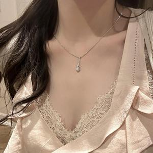 S925 Pure <b>Silver</b> <b>Necklace</b> with Star and <b>Pearl</b> Women's High-End Luxury Collarbone Chain Featuring Zircon Pendant - Product Image 2