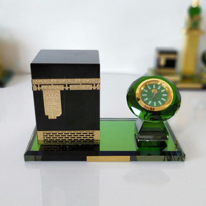 Modelo Kaaba negro de cristal con <span class=keywords><strong>torre</strong></span> y <span class=keywords><strong>reloj</strong></span> de diamante verde para Decoración - Product Image 5