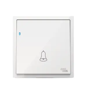 ArtDNA Interruptor de euro para campainha de casa e apartamento, indicador LED multifuncional, interruptor de parede residencial/de uso geral