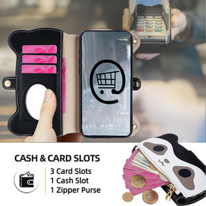 Funda Magnética Hecha a Mano con Diseño de Cara de <span class=keywords><strong>Mapache</strong></span> para iPhone 18 Pro Max/iPhone 18 Pro, Soporte y Organizador Tipo Cartera con Correa Cruzada para iPhone 18/17 - Product Image 4