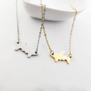 Stainless Steel Cute Shark Charm Necklace Jewelry 18K Gold Plated Mini Jaws Jewelry Silver White Sharks for Sea <strong>Animal</strong> <strong>Lovers</strong> - Product Image 1