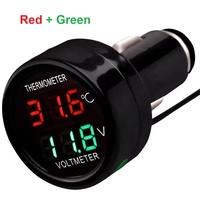12V 24V LCD Digital Voltmeter Mobil Termometer Model Pemantik Rokok 2-in-1 Pengukur Tegangan & Suhu