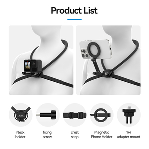 Soporte Magnético para Cuello TELESIN NUEVO, 2 en 1, Soporte Magnético Desmontable de Silicona para Teléfonos y Cámaras de Acción - Product Image 6