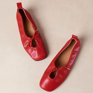 <span class=keywords><strong>Bailarinas</strong></span> de cuero genuino suave <span class=keywords><strong>con</strong></span> <span class=keywords><strong>lazo</strong></span> Pisos de boda para invitados Zapatos de cojín - Product Image 1